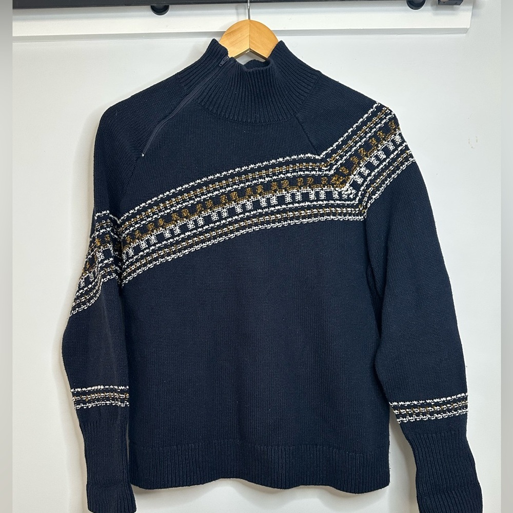 Cabi Fair Isle Off Set Neck Sweater Medium